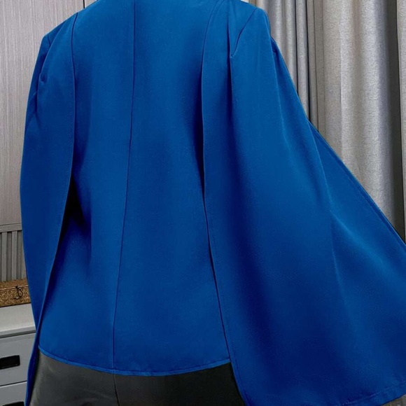 Classic Open Front Cape Blazer Work Office - Picture 5 of 12